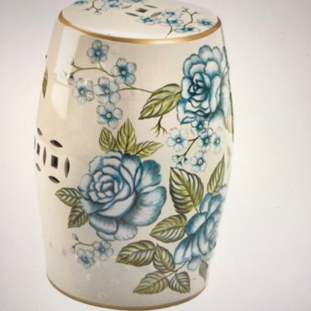 Antique Floral Garden Stool